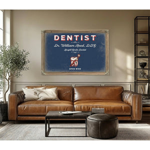 Personalized Dentist Sign, Open Wide, Denim Americana, image 3