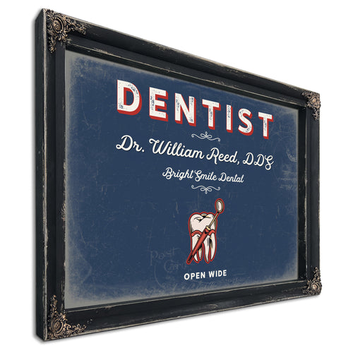 Personalized Dentist Sign, Open Wide, Denim Americana, image 1