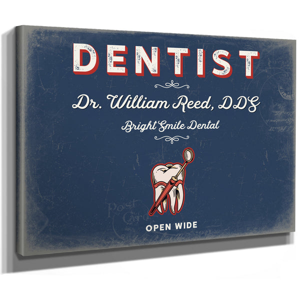 Personalized Dentist Sign, Open Wide, Denim Americana, image 8