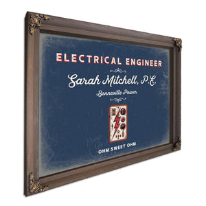 Personalized Electrical Engineer Sign, Ohm Sweet Ohm, Denim Americana, image 7