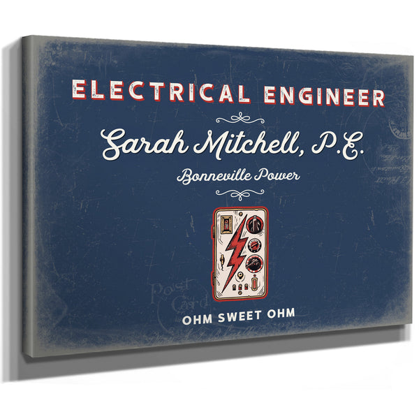 Personalized Electrical Engineer Sign, Ohm Sweet Ohm, Denim Americana, image 8