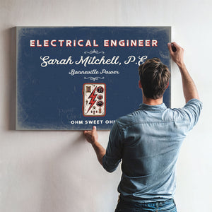 Personalized Electrical Engineer Sign, Ohm Sweet Ohm, Denim Americana, image 9