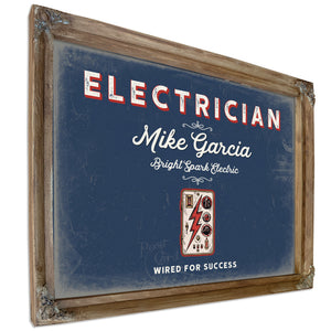 Personalized Electrician Sign, Wired for Success, Denim Americana, image 6