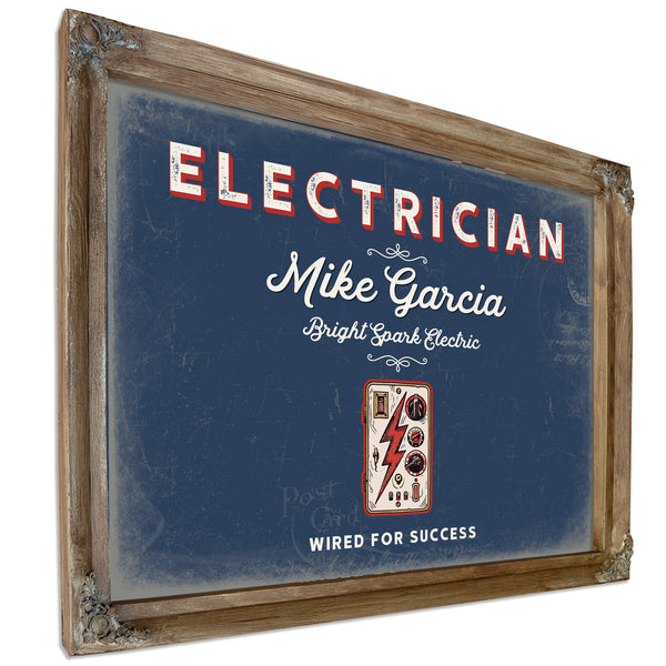 Personalized Electrician Sign, Wired for Success, Denim Americana, image 6
