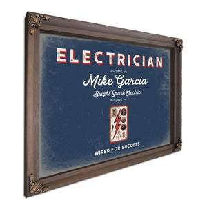 Personalized Electrician Sign, Wired for Success, Denim Americana, image 7
