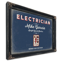 Personalized Electrician Sign, Wired for Success, Denim Americana, image 1