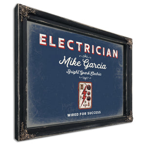 Personalized Electrician Sign, Wired for Success, Denim Americana, image 1