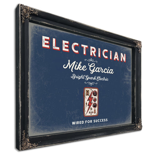 Personalized Electrician Sign, Wired for Success, Denim Americana, image 1