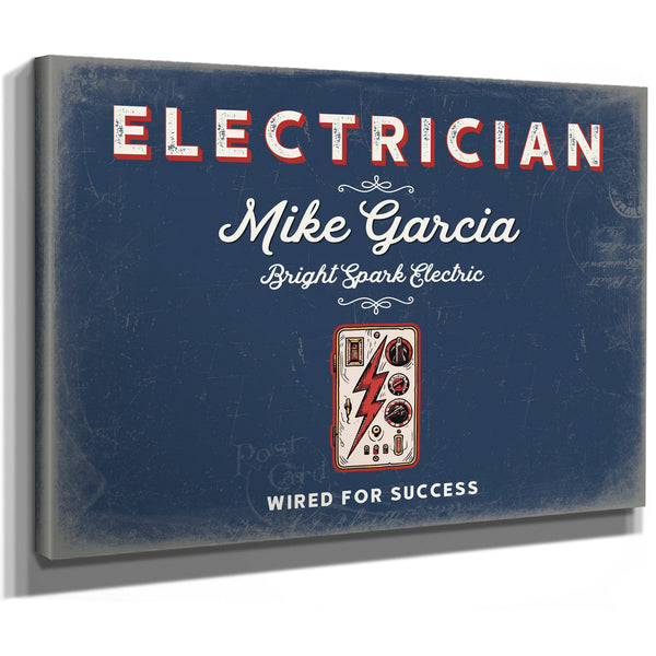 Personalized Electrician Sign, Wired for Success, Denim Americana, image 8