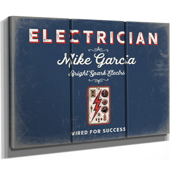 Personalized Electrician Sign, Wired for Success, Denim Americana, image 14