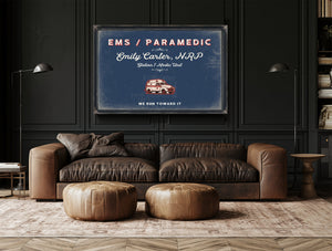 Personalized Paramedic Sign, We Run Toward It, Denim Americana, image 17