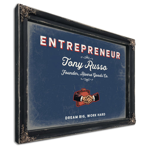 Personalized Entrepreneur Sign, Dream Big, Work Hard, Denim Americana, image 1