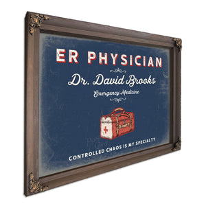 Personalized ER Physician Sign, Controlled Chaos Is My Specialty, Denim Americana, image 7