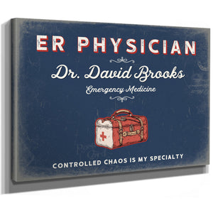 Personalized ER Physician Sign, Controlled Chaos Is My Specialty, Denim Americana, image 8