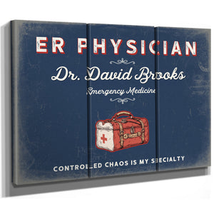 Personalized ER Physician Sign, Controlled Chaos Is My Specialty, Denim Americana, image 14