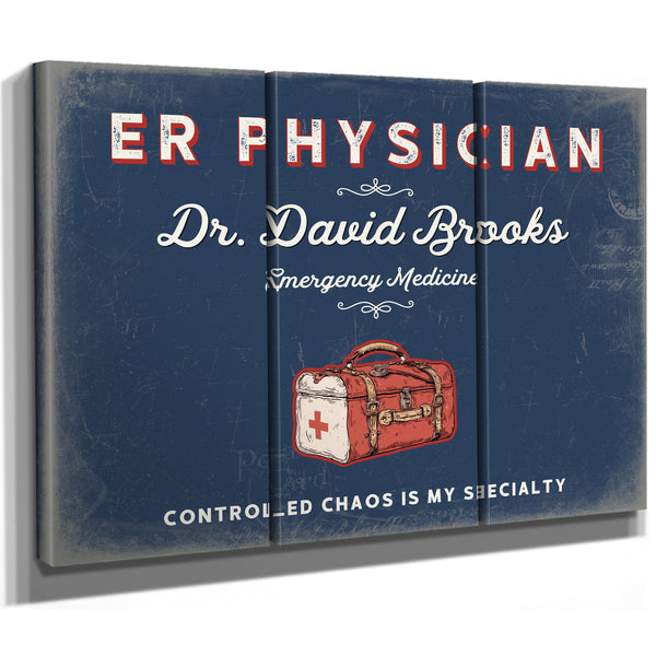 Personalized ER Physician Sign, Controlled Chaos Is My Specialty, Denim Americana, image 14