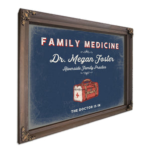 Personalized Family Medicine Sign, The Doctor Is In, Denim Americana, image 7