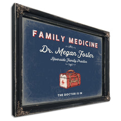 Personalized Family Medicine Sign, The Doctor Is In, Denim Americana, image 1