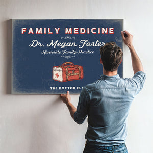 Personalized Family Medicine Sign, The Doctor Is In, Denim Americana, image 9