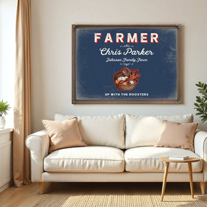 Personalized Farmer Sign, Up With the Roosters, Denim Americana, image 5