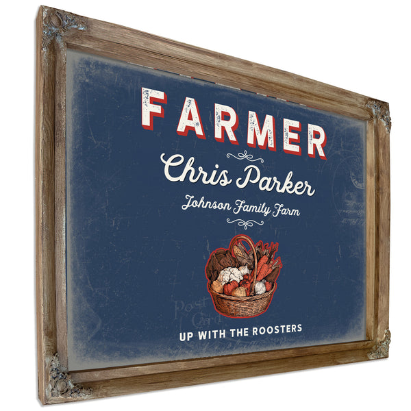 Personalized Farmer Sign, Up With the Roosters, Denim Americana, image 6