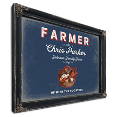 Personalized Farmer Sign, Up With the Roosters, Denim Americana, image 1
