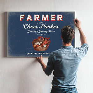 Personalized Farmer Sign, Up With the Roosters, Denim Americana, image 9
