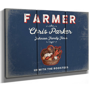 Personalized Farmer Sign, Up With the Roosters, Denim Americana, image 14