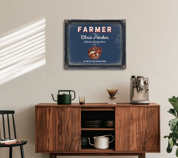 Personalized Farmer Sign, Up With the Roosters, Denim Americana, image 15