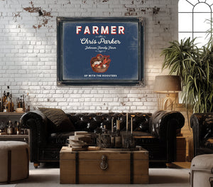 Personalized Farmer Sign, Up With the Roosters, Denim Americana, image 18