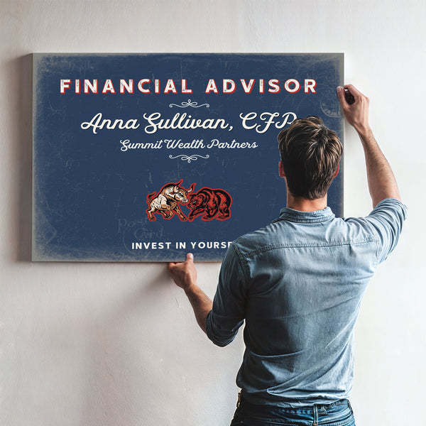 Personalized Financial Advisor Sign, Invest in Yourself, Denim Americana, image 9