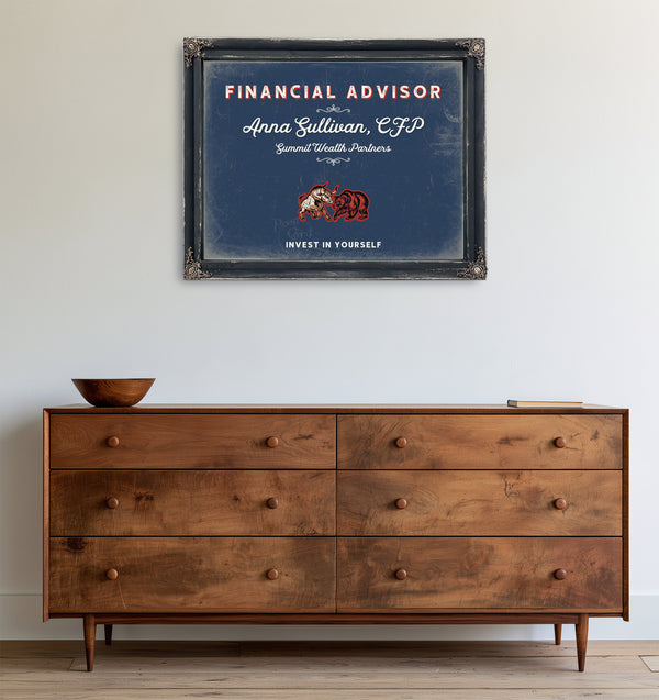 Personalized Financial Advisor Sign, Invest in Yourself, Denim Americana, image 19