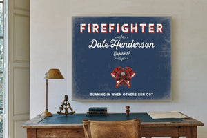 Personalized Firefighter Sign, Running In When Others Run Out, Denim Americana, image 2