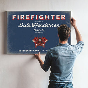 Personalized Firefighter Sign, Running In When Others Run Out, Denim Americana, image 9
