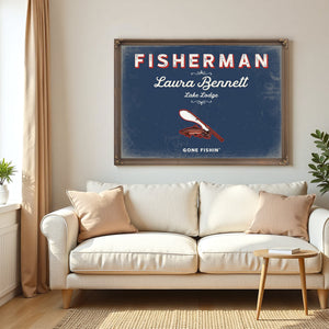 Personalized Fisherman Sign, Gone Fishin', Denim Americana, image 5