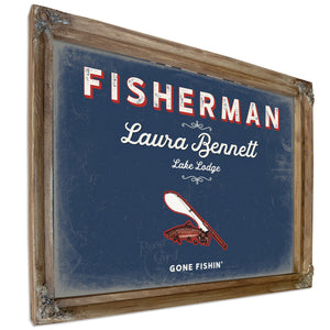 Personalized Fisherman Sign, Gone Fishin', Denim Americana, image 6