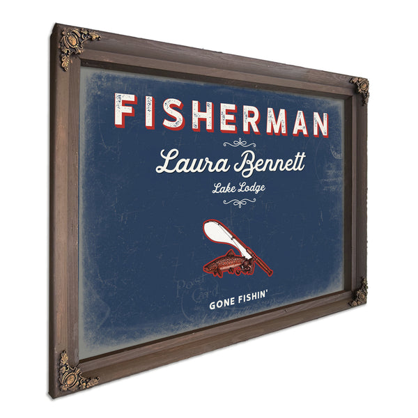 Personalized Fisherman Sign, Gone Fishin', Denim Americana, image 7