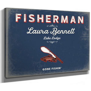 Personalized Fisherman Sign, Gone Fishin', Denim Americana, image 8