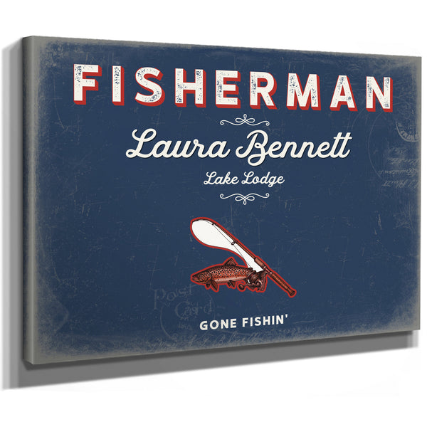Personalized Fisherman Sign, Gone Fishin', Denim Americana, image 8