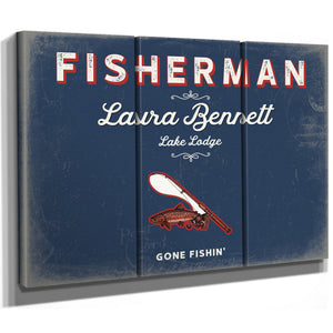 Personalized Fisherman Sign, Gone Fishin', Denim Americana, image 14