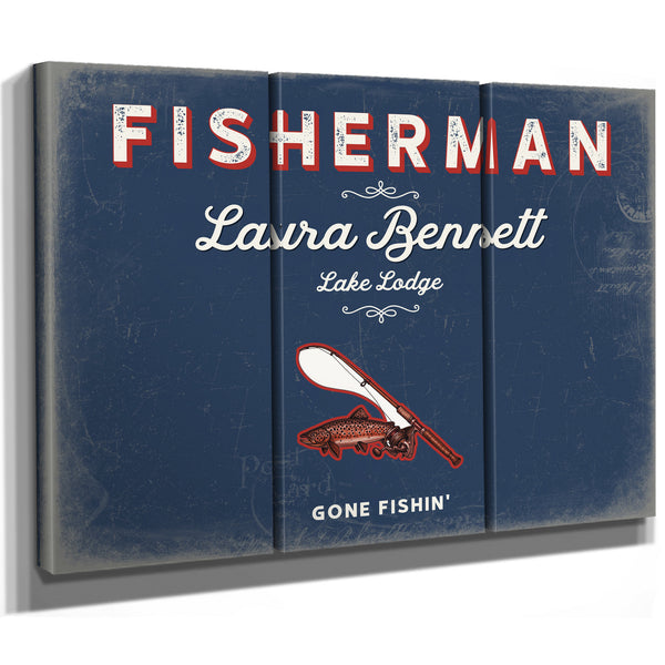 Personalized Fisherman Sign, Gone Fishin', Denim Americana, image 14