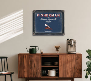 Personalized Fisherman Sign, Gone Fishin', Denim Americana, image 15
