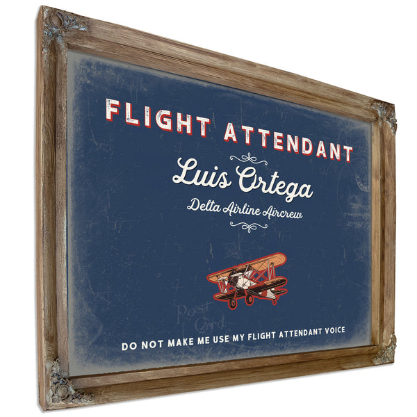 Personalized Flight Attendant Sign, Do Not Make Me Use My Flight Attendant Voice, Denim Americana, image 6