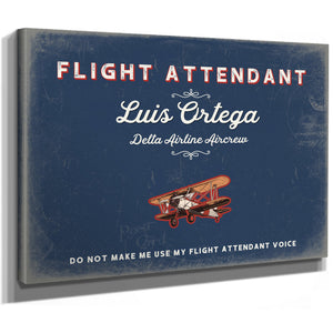 Personalized Flight Attendant Sign, Do Not Make Me Use My Flight Attendant Voice, Denim Americana, image 8