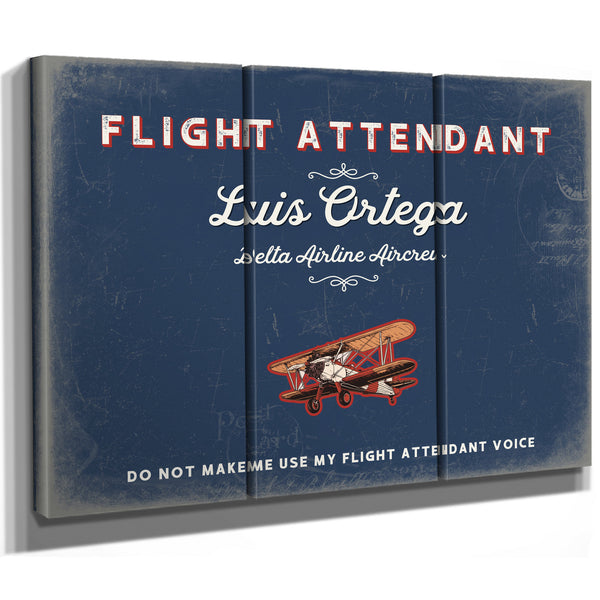 Personalized Flight Attendant Sign, Do Not Make Me Use My Flight Attendant Voice, Denim Americana, image 14