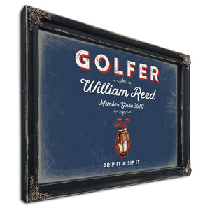 Personalized Golfer Sign, Grip It & Sip It, Denim Americana, image 1