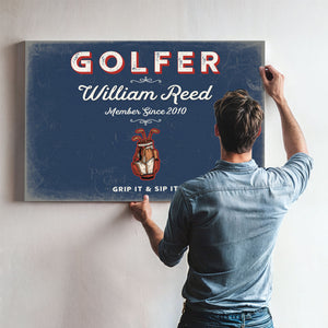 Personalized Golfer Sign, Grip It & Sip It, Denim Americana, image 9
