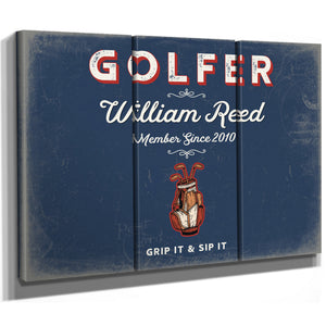 Personalized Golfer Sign, Grip It & Sip It, Denim Americana, image 14