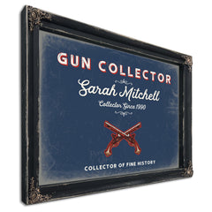 Personalized Gun Collector Sign, Collector of Fine History, Denim Americana, image 1