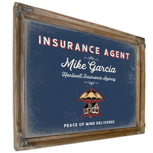 Personalized Insurance Agent Sign, Peace of Mind Delivered, Denim Americana, image 6